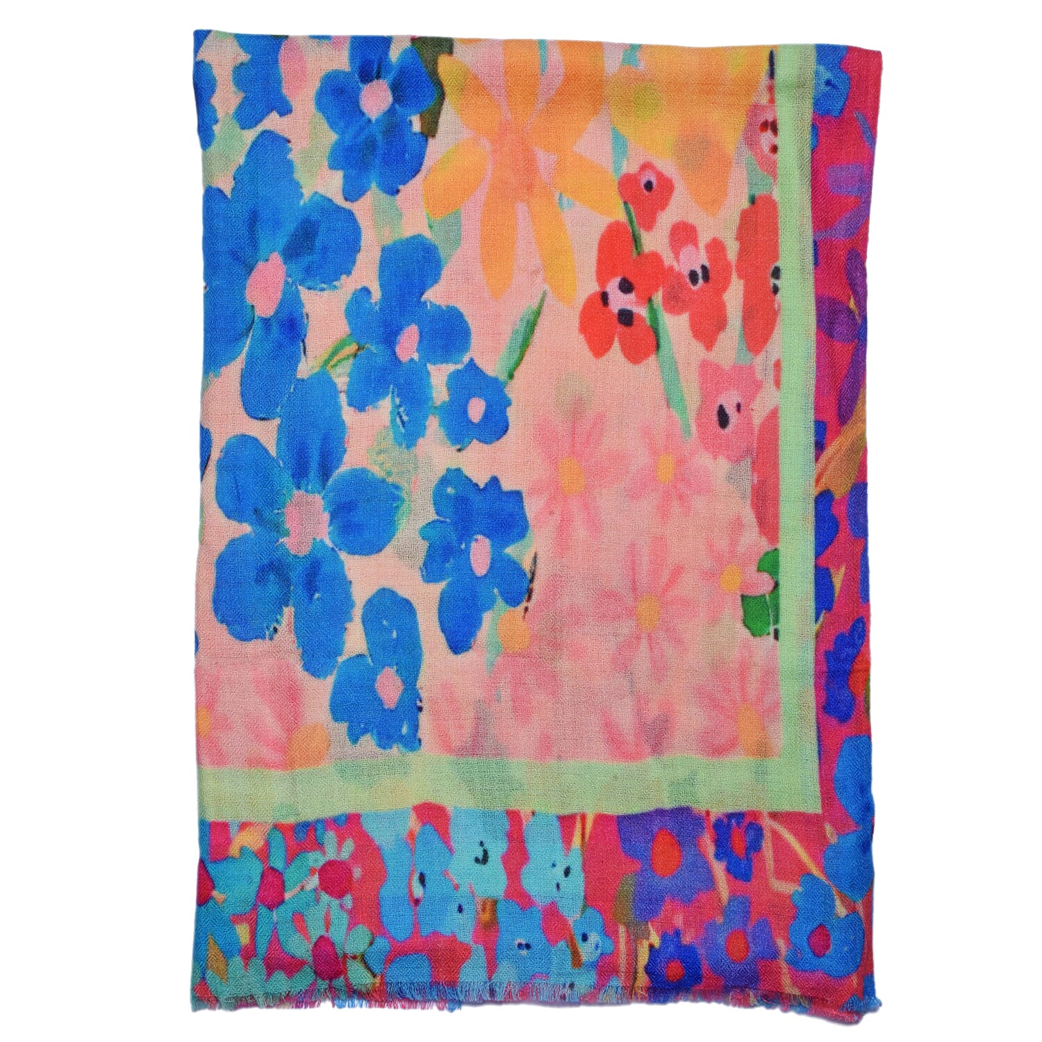 100% Cashmere Floral Printed Scarf - Multi Color