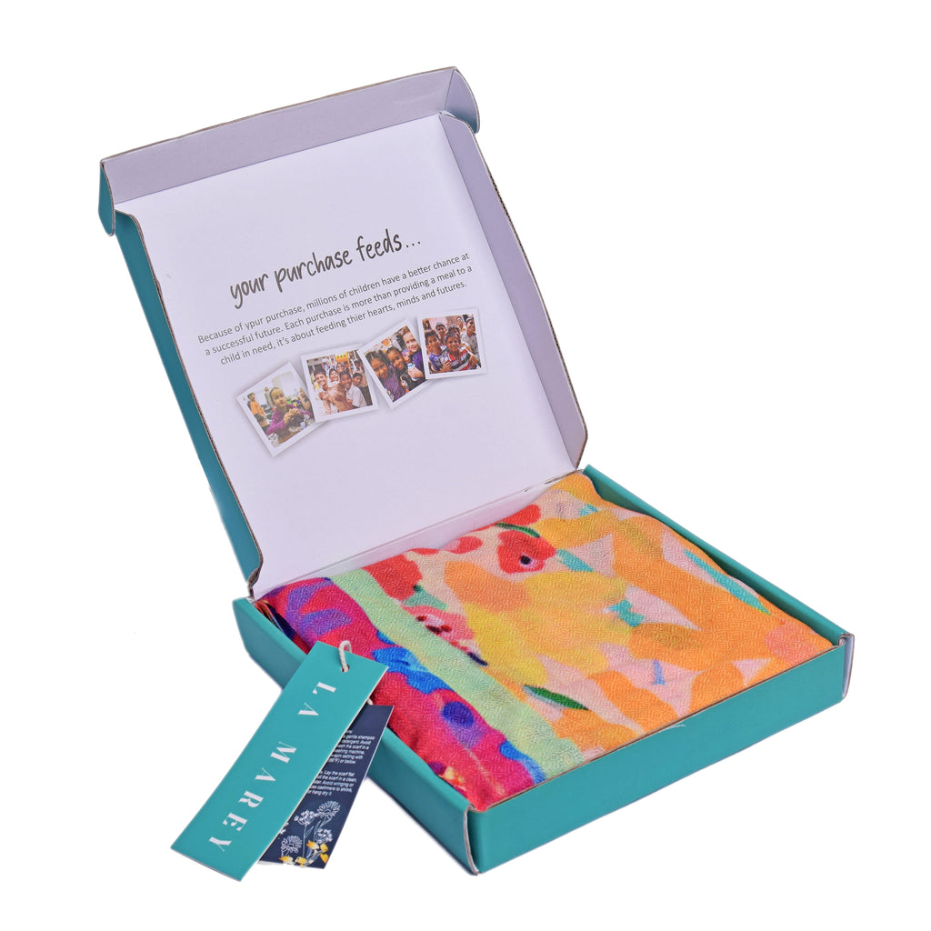 100% Cashmere Floral Printed Scarf - Multi Color