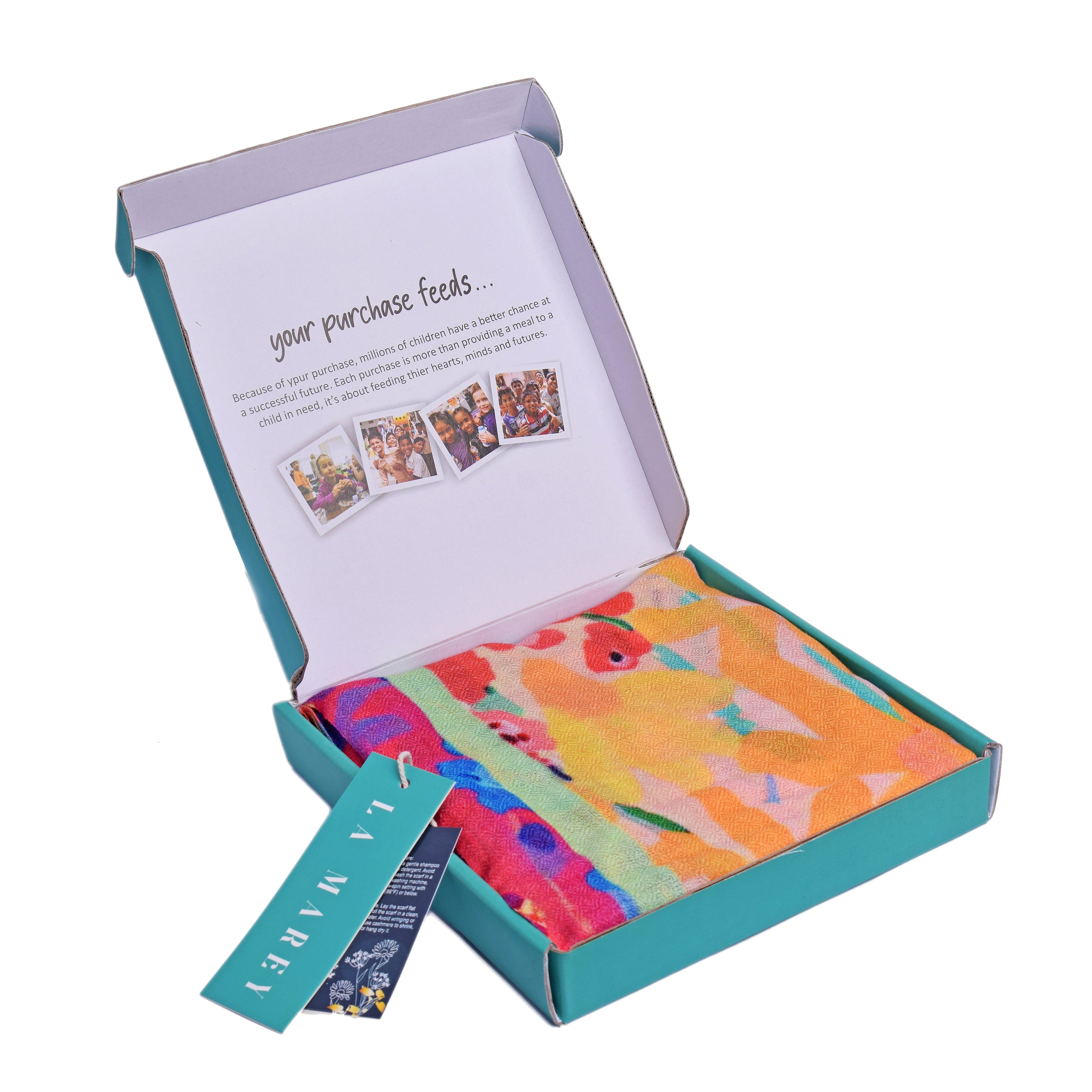 100% Cashmere Floral Printed Scarf - Multi Color