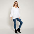 La Marey 100% Cotton Casual 3-4 Sleeve Top (Size 14) - White