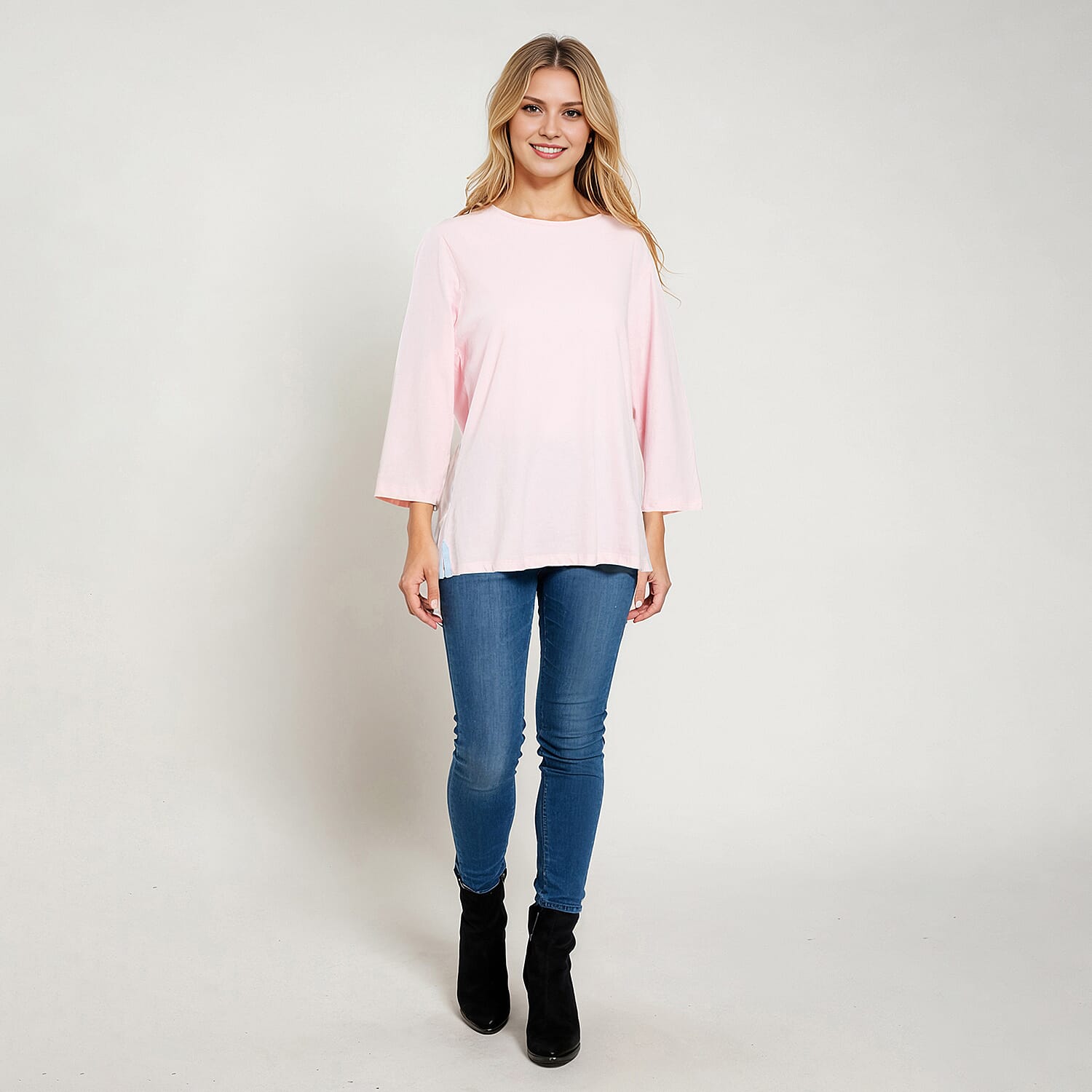 La Marey 100% Cotton Casual 3-4 Sleeve Top (Size 16) - Pink