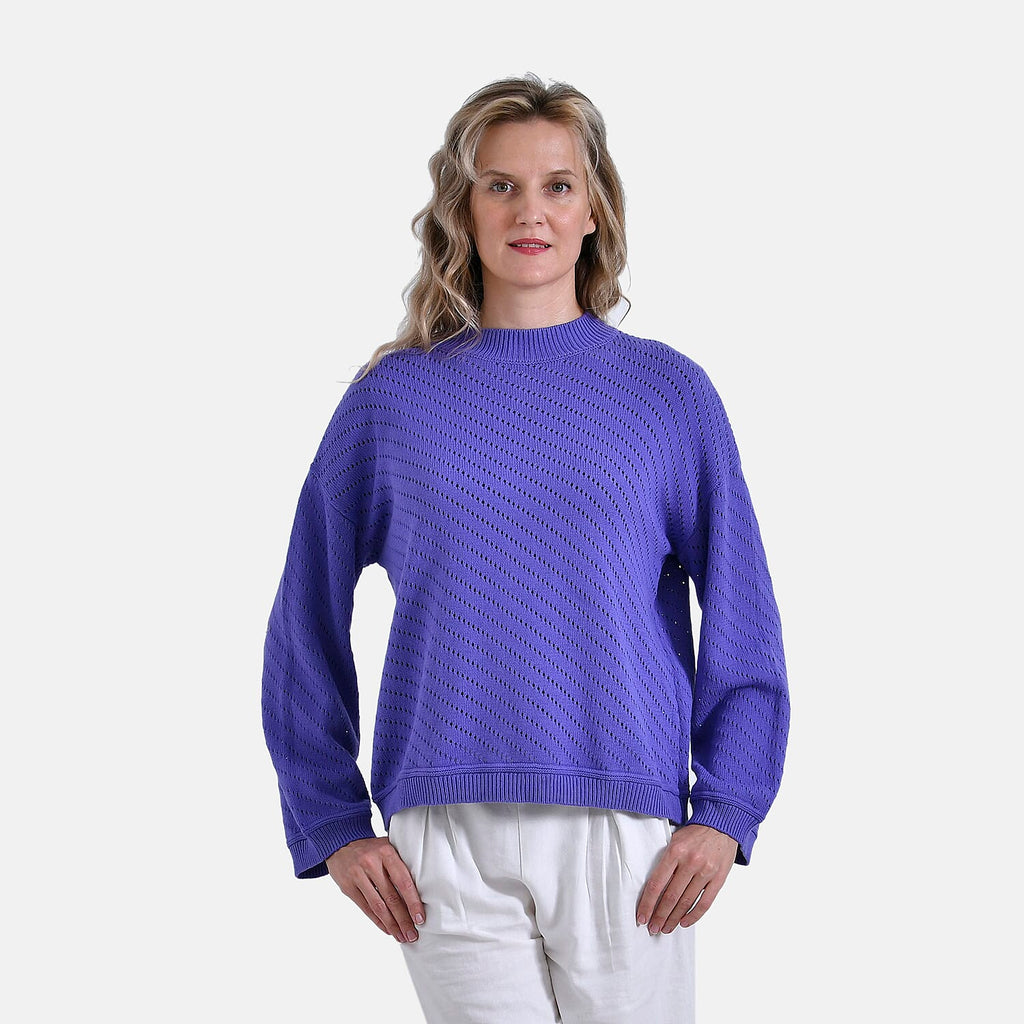 La Marey 100% Cotton Cozy Round Neck Jumper (Size L) - Purple