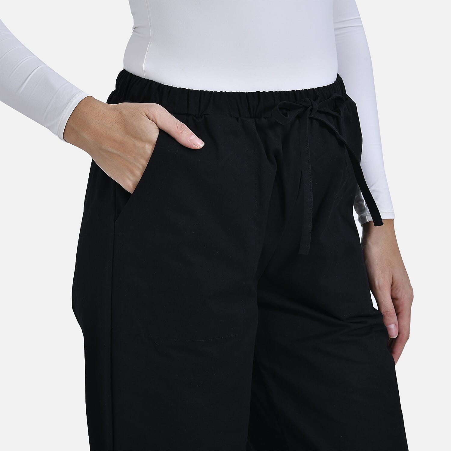 La Marey 100% Cotton Elastic Waist Casual Wear Trousers (Size 20) - Black