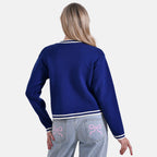 La Marey 100% Cotton Knitted Jacket (Size 20 to 22) - Blue