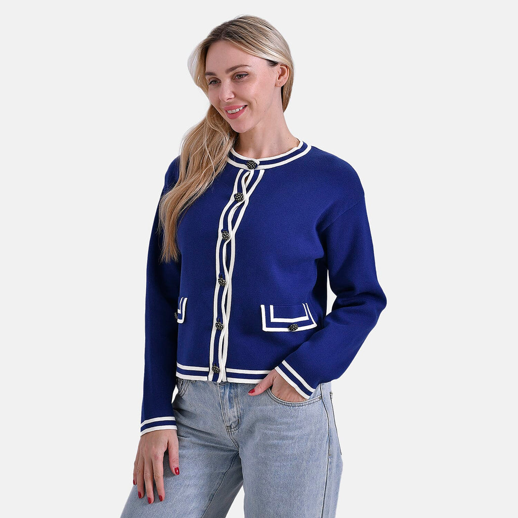 La Marey 100% Cotton Knitted Jacket (Size 20 to 22) - Blue