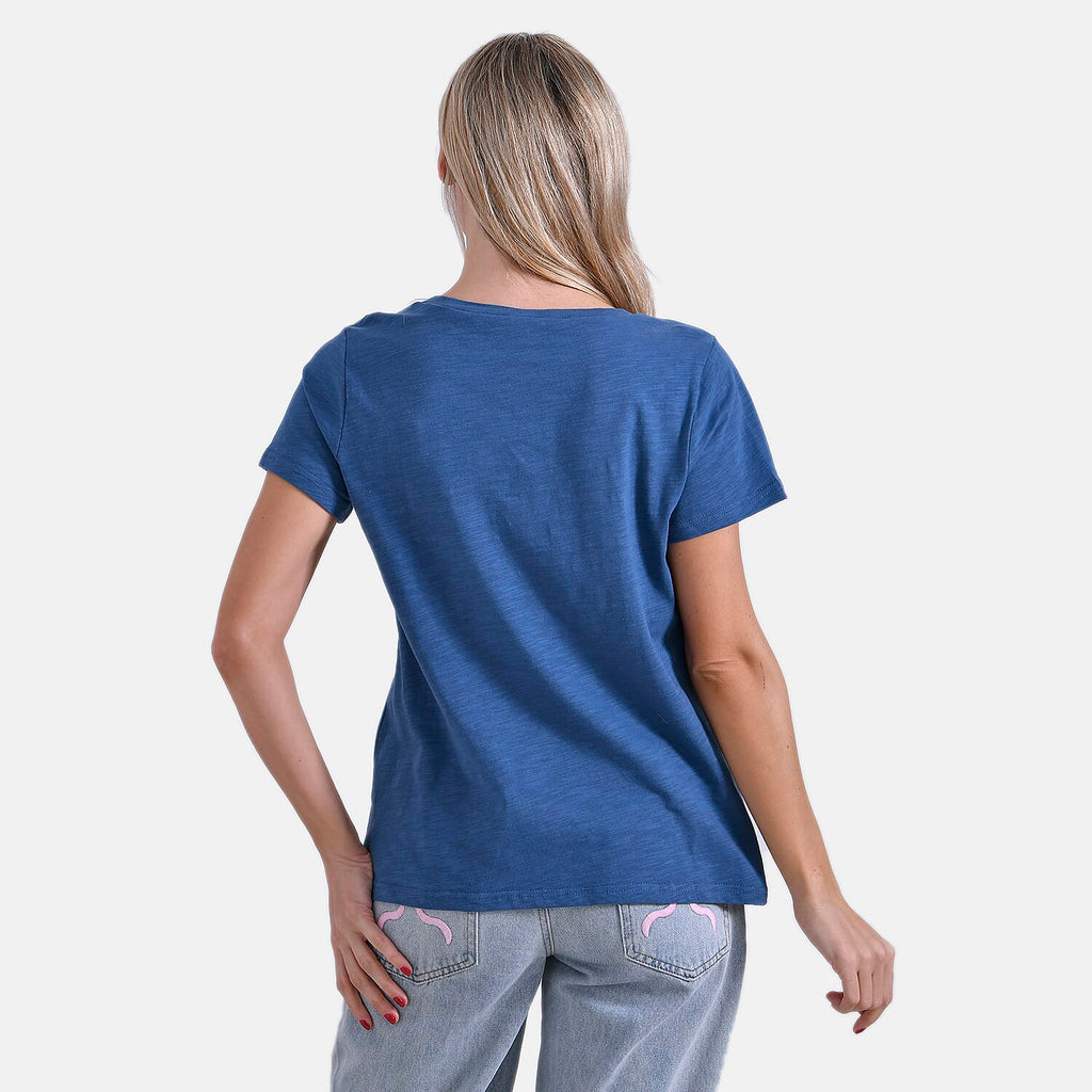 La Marey 100% Cotton Short Sleeve V-Neck Casual Top (Size XXL) - Navy