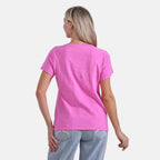 La Marey 100% Cotton Short Sleeve V-Neck Casual Top (Size XXL) - Pink