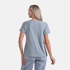 La Marey 100% Cotton Short Sleeve V-Neck Top with Pocket (Size XXL) - Green