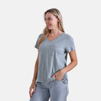 La Marey 100% Cotton Short Sleeve V-Neck Top with Pocket (Size XXL) - Green