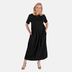 La Marey 2 In 1 Brushed Top Hybrid Dress With Pocket (Size L, Fit 16 To 18) - Black