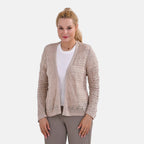La Marey Lace Hollow Out Knit Cardigan (Size M) - Beige