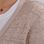 La Marey Lace Hollow Out Knit Cardigan (Size M) - Beige