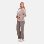 La Marey Lace Hollow Out Knit Cardigan (Size L) - Beige