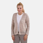 La Marey Lace Hollow Out Knit Cardigan (Size L) - Beige