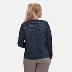 La Marey Lace Hollow Out Knit Cardigan (Size XL) - Blue