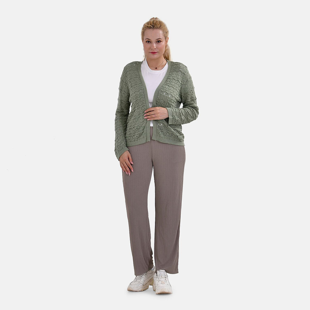 La Marey Acrylic Patterned Cardigan (Size 24 to 26) - Green