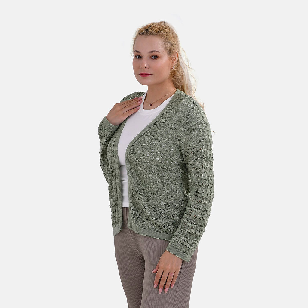 La Marey Acrylic Patterned Cardigan (Size 24 to 26) - Green