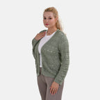 La Marey Acrylic Patterned Cardigan (Size 24 to 26) - Green