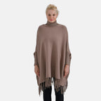 La Marey High Tie Tassel Poncho (One Size) - Camel