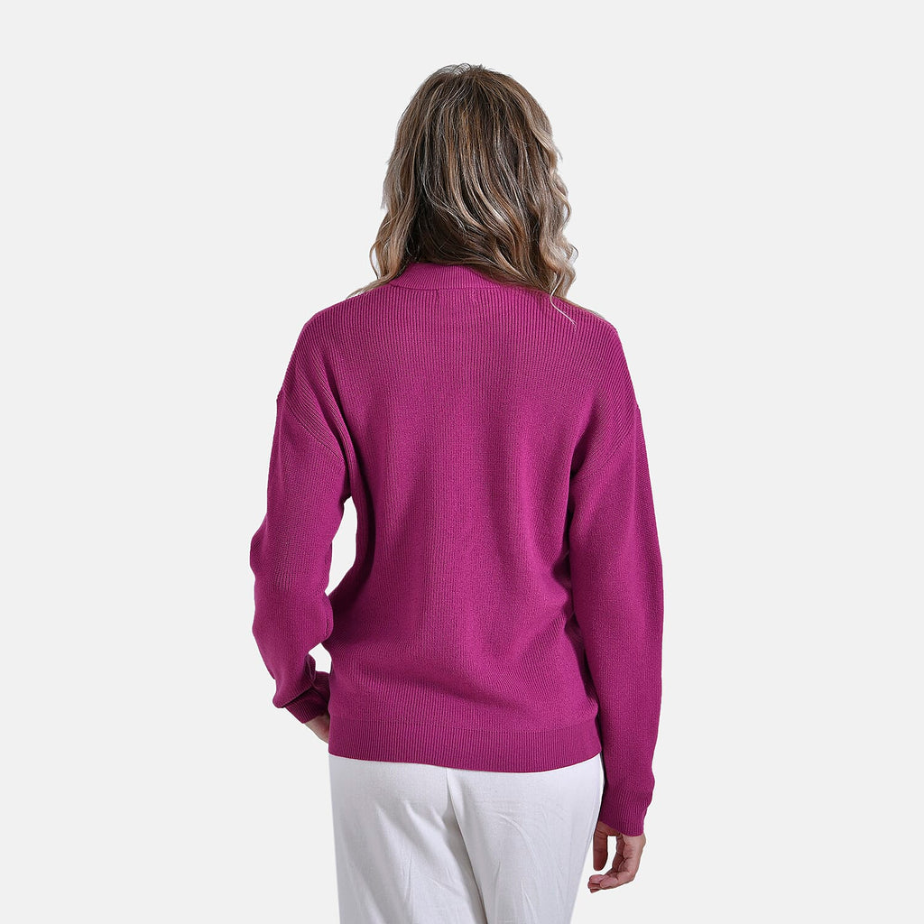 La Marey Solid Colour Crew Neck Jumper (Size 8 to 10) - Plum Red