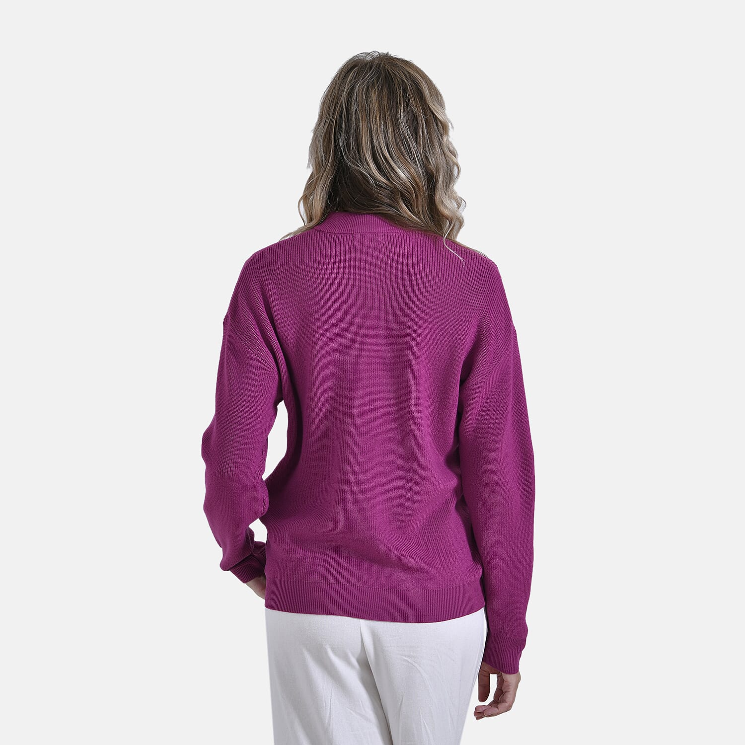 La Marey Solid Colour Crew Neck Jumper (Size 8 to 10) - Plum Red