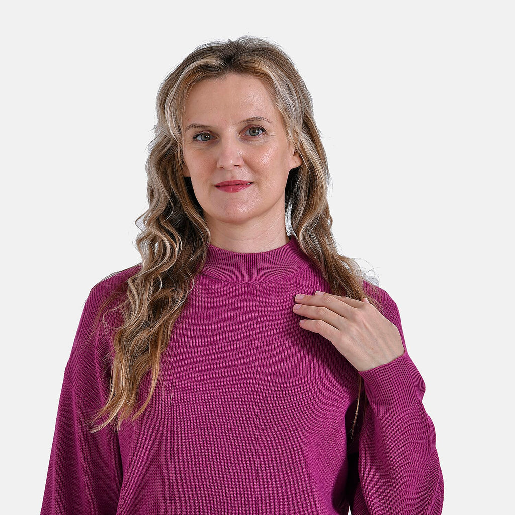 La Marey Solid Colour Crew Neck Jumper (Size 8 to 10) - Plum Red