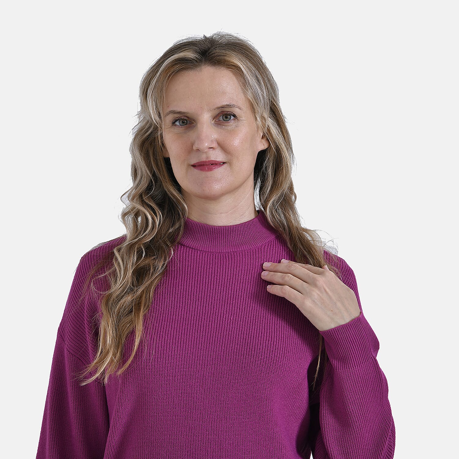 La Marey Solid Colour Crew Neck Jumper (Size 8 to 10) - Plum Red