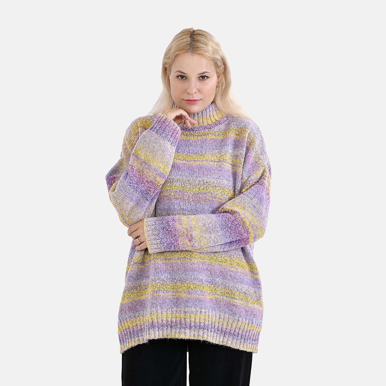 La Marey Abstract Jumper (Size L) Purple & Yellow