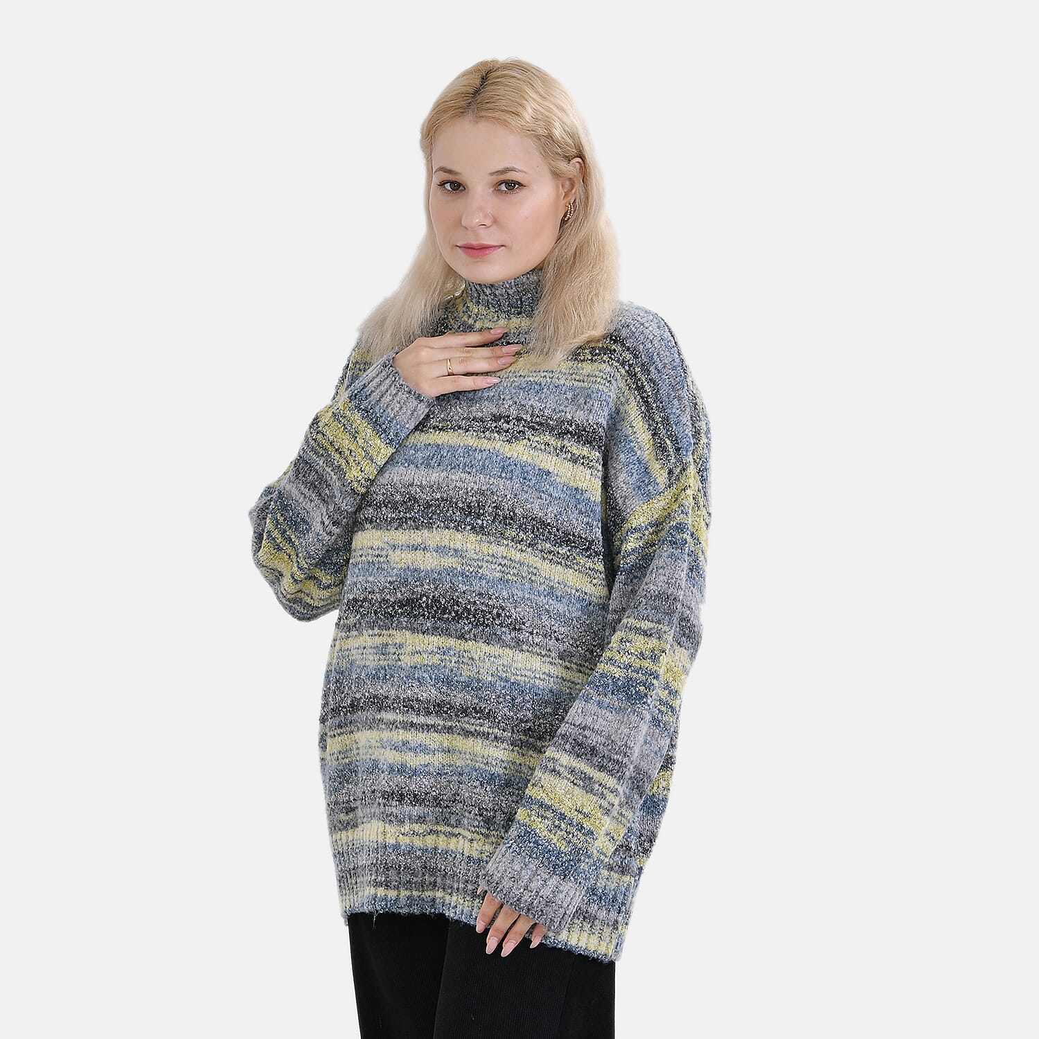 La Marey Abstract Jumper (Size S) Grey With Yellow & Blue