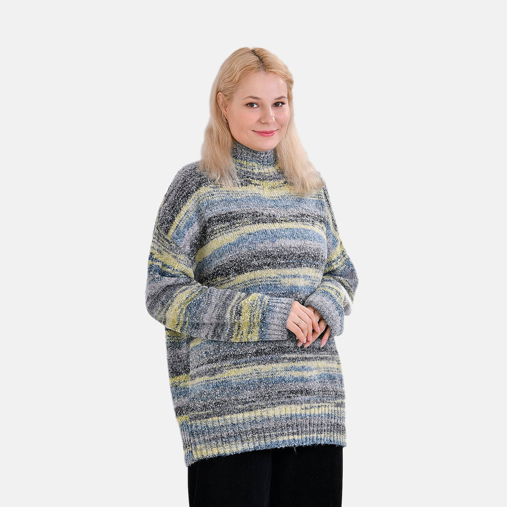 La Marey Abstract Jumper (Size S) Grey With Yellow & Blue
