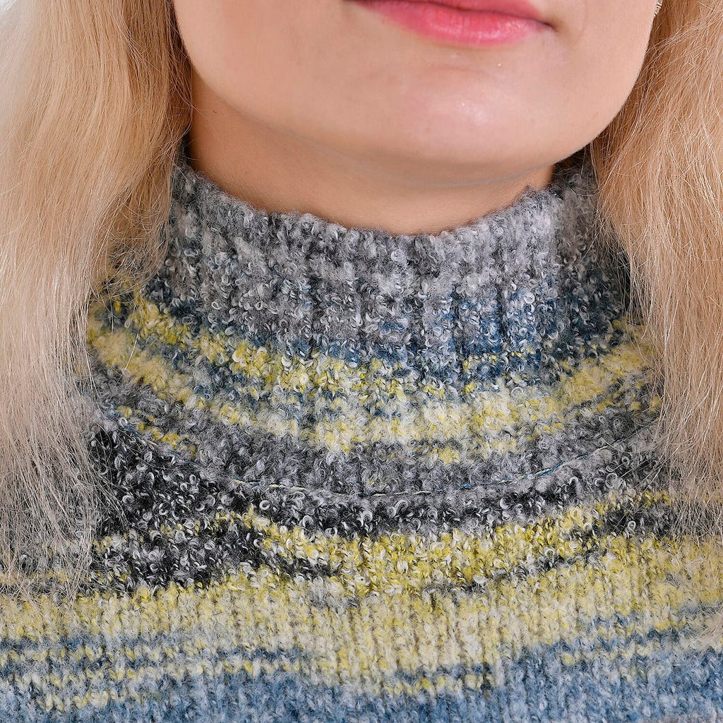 La Marey Abstract Jumper (Size S) Grey With Yellow & Blue