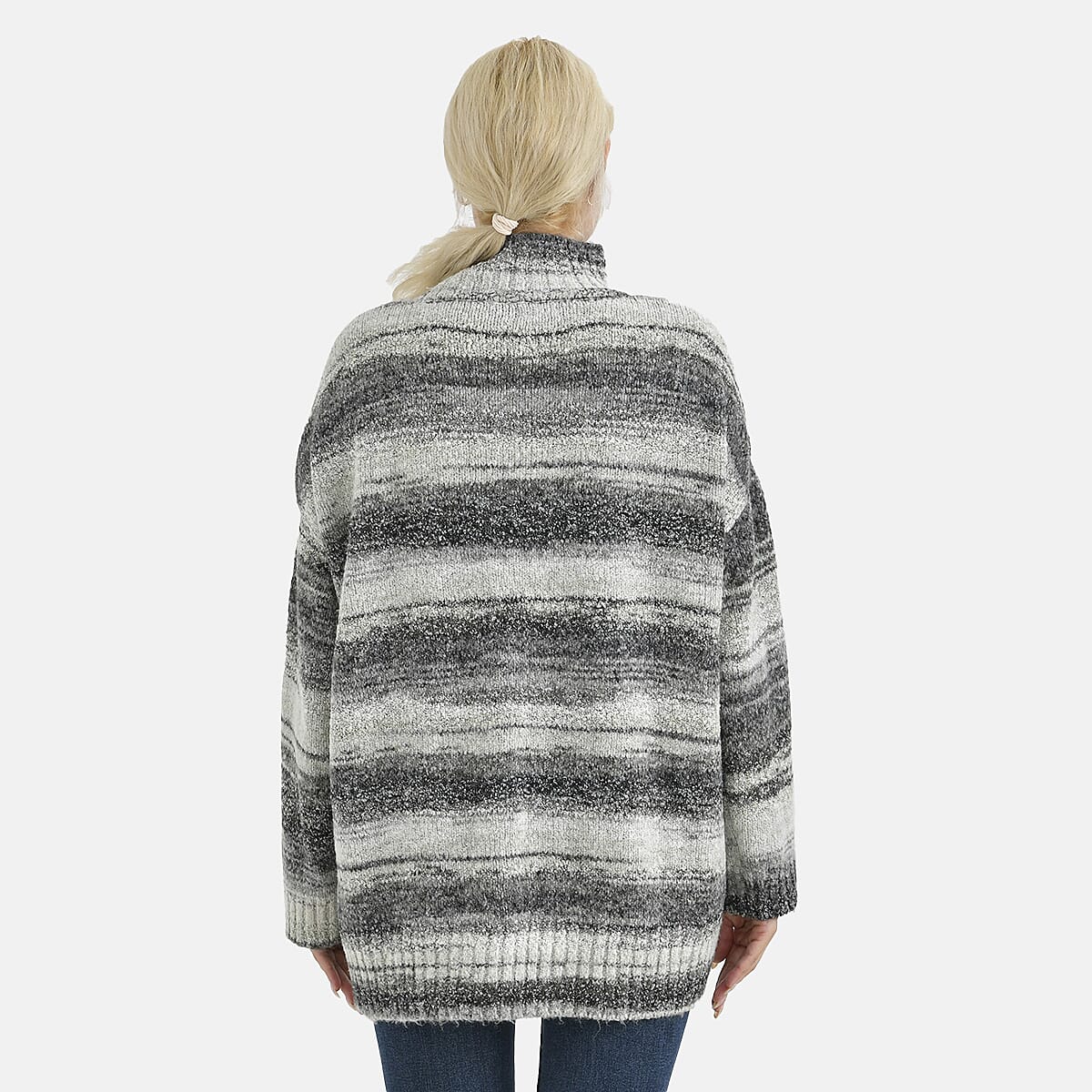 La Marey Acrylic Striped Sweater - Grey