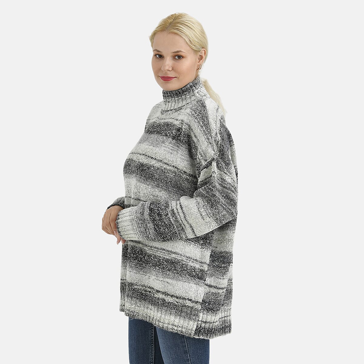 La Marey Acrylic Striped Sweater - Grey