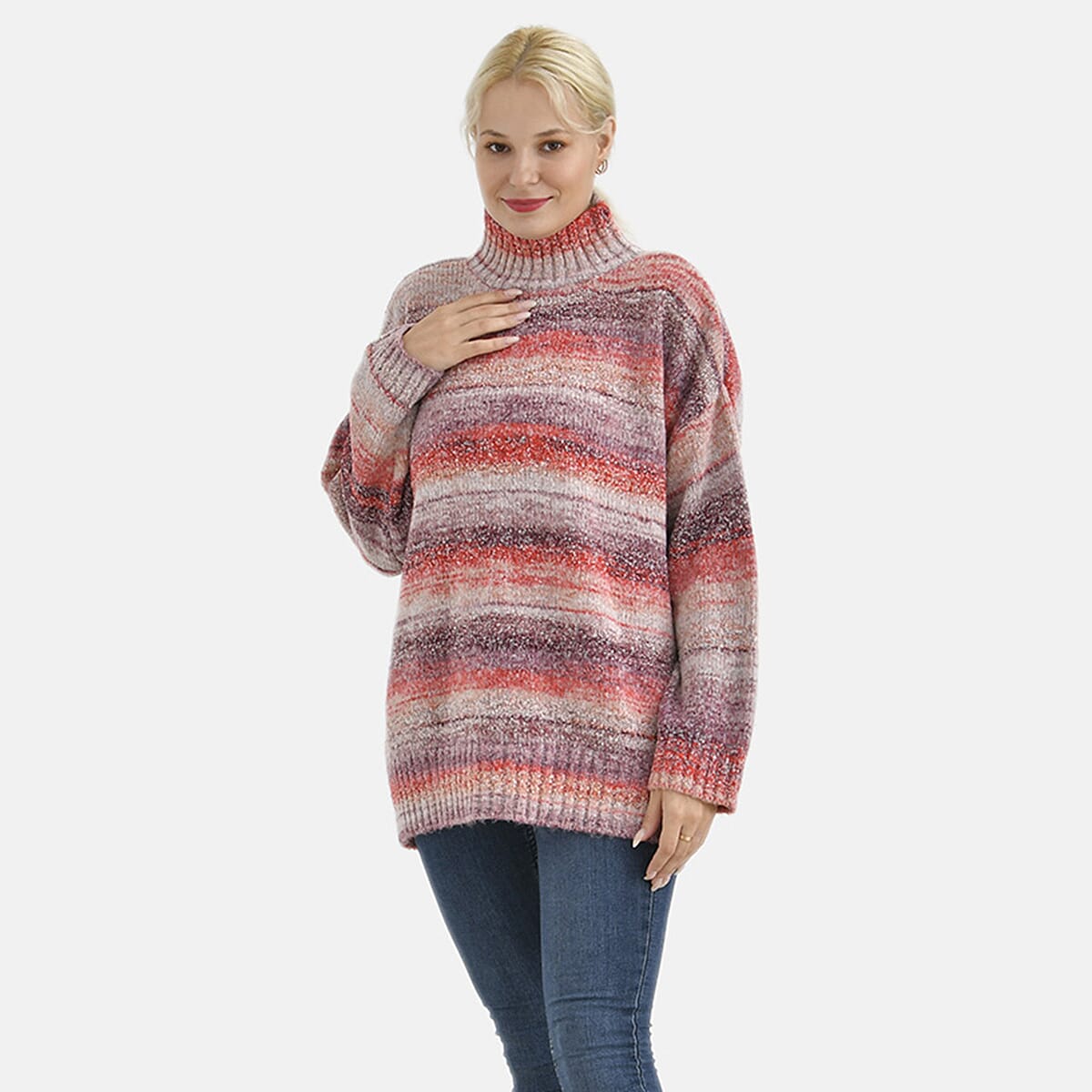 La Marey Acrylic Striped Sweater - Red