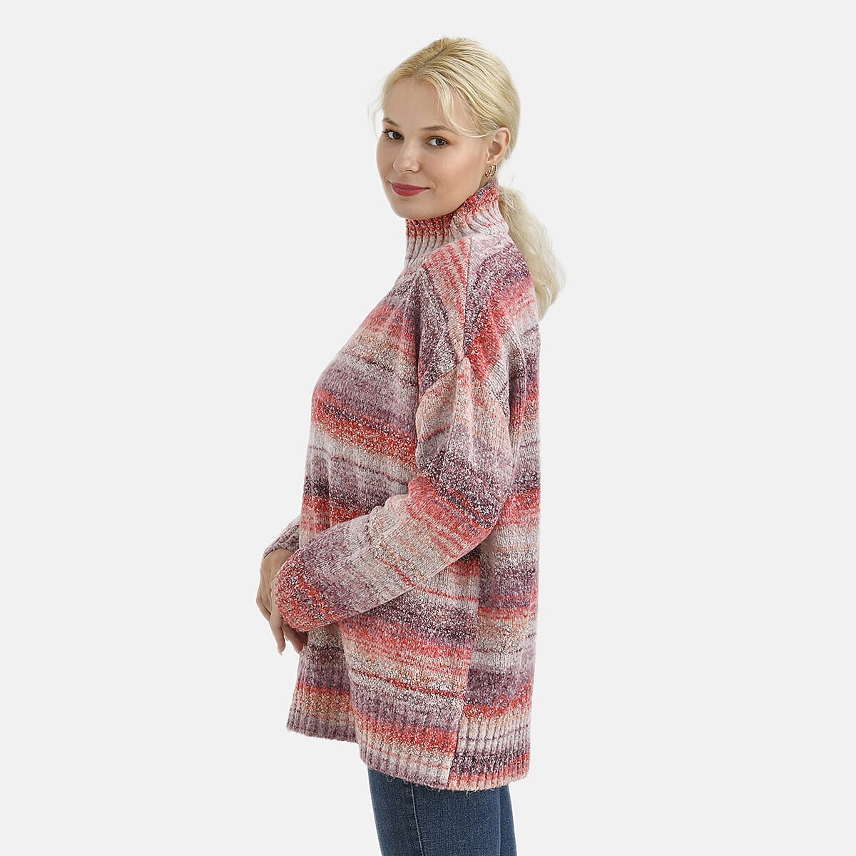 La Marey Acrylic Striped Sweater - Red