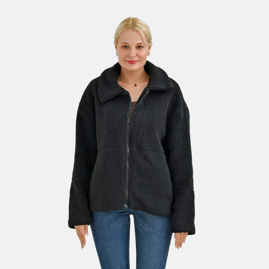 La Marey Borg Jacket with Pockets (Size 20 to 22) - Black