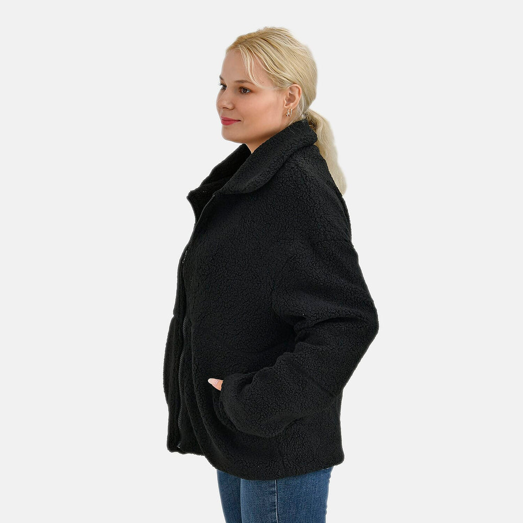 La Marey Borg Jacket with Pockets (Size 20 to 22) - Black