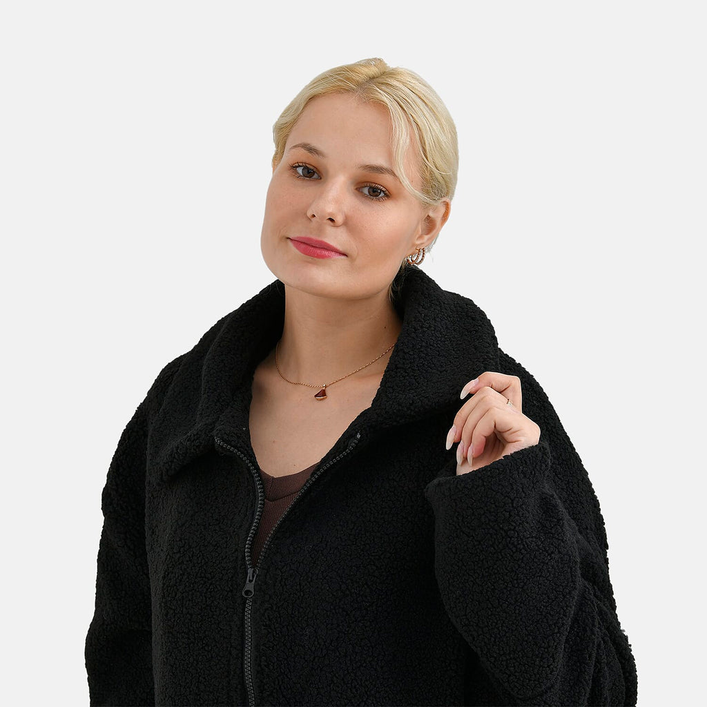 La Marey Borg Jacket with Pockets (Size 20 to 22) - Black