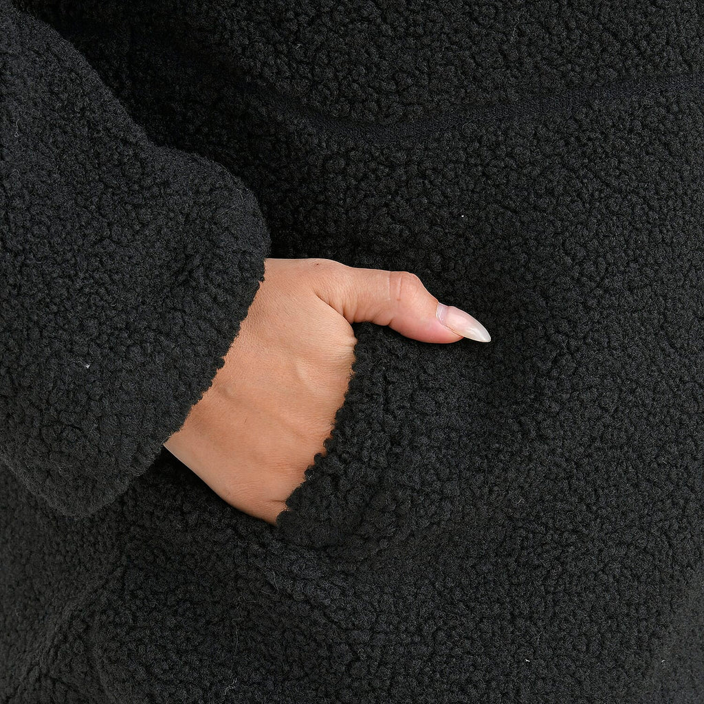 La Marey Borg Jacket with Pockets (Size 20 to 22) - Black