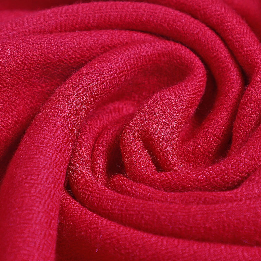 La Marey 100% Cashmere Wooven Solid Scarf with Gift Box (Size 190x70) - Burgundy