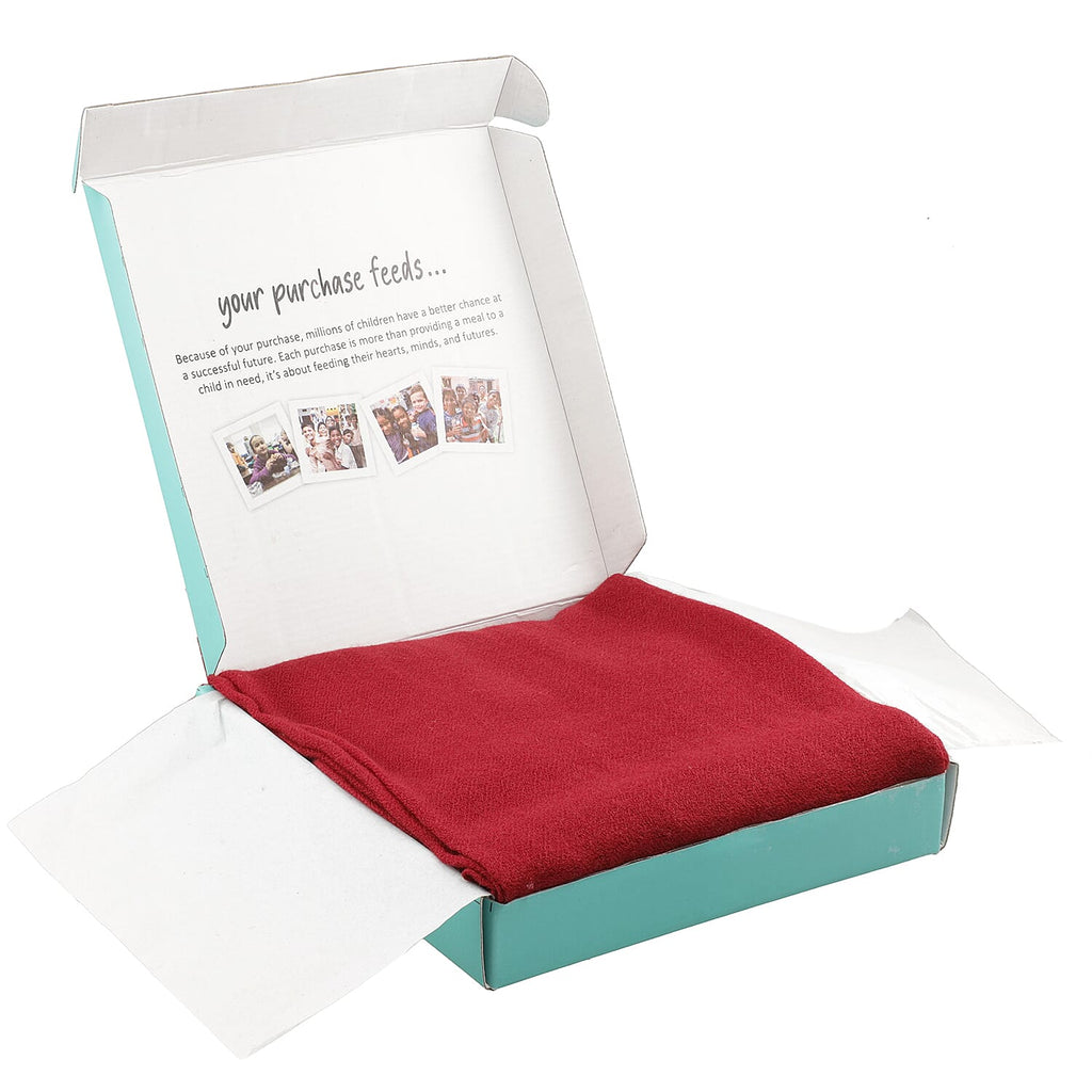 La Marey 100% Cashmere Wooven Solid Scarf with Gift Box (Size 190x70) - Burgundy