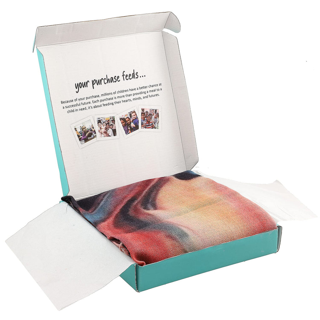 La Marey 100% Cashmere Printed Pashmina Woolen Scarf with Gift Box (Size 190x70cm) - Orange & Blue