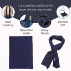 Mothers Day Gift Idea- La Marey 100% Cashmere Solid Scarf (Size 198x71 cm) - Navy