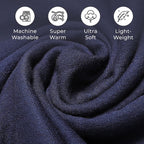 Mothers Day Gift Idea- La Marey 100% Cashmere Solid Scarf (Size 198x71 cm) - Navy