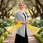 La Marey 100% Mulberry Silk Yellow Ombre Scarf (106 x 195cm)