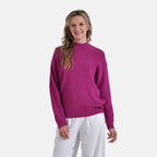 La Marey Solid Colour Crew Neck Jumper (Size 8 to 10) - Plum Red