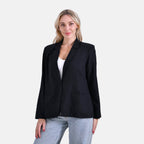 La Marey Classic Linen Blend Blazer (Size 16 to 18) - Black