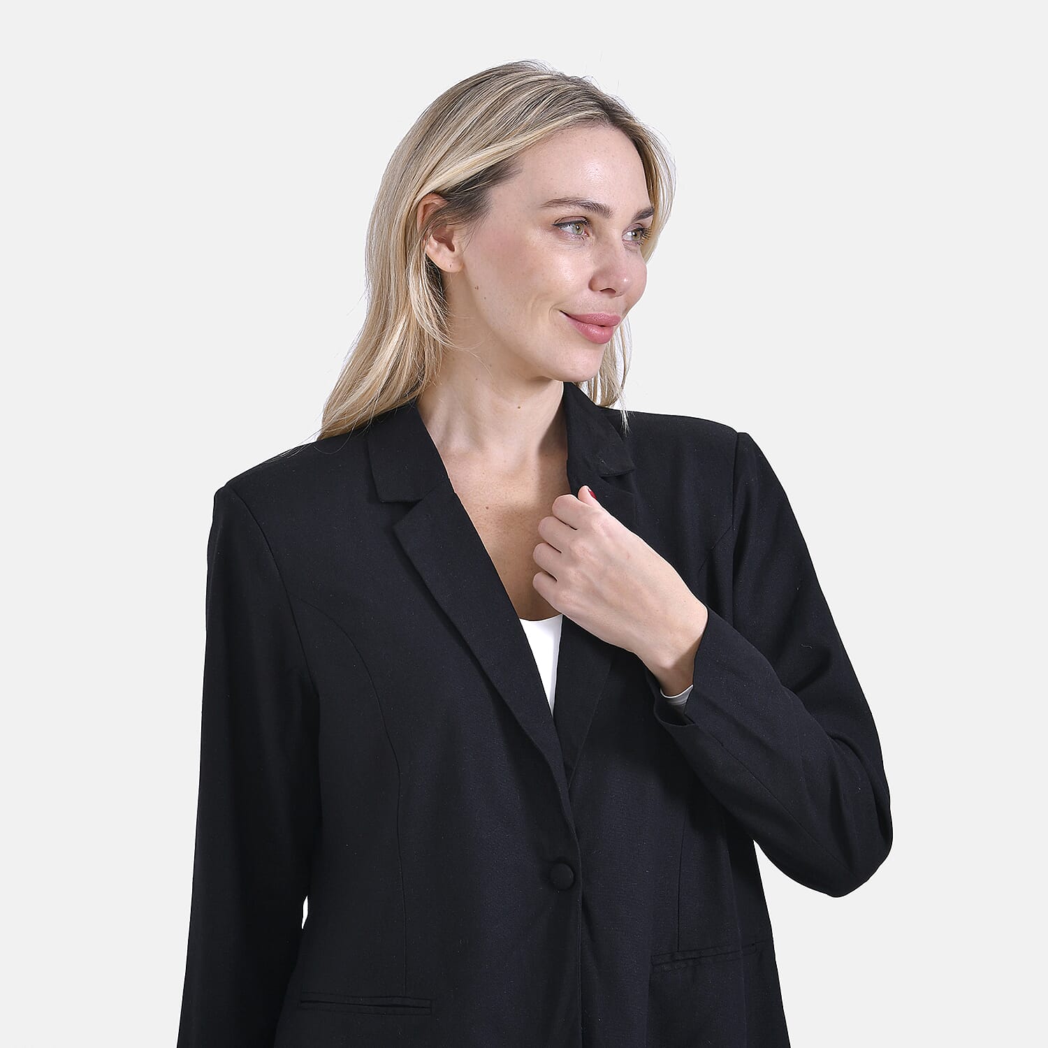 La Marey Classic Linen Blend Blazer (Size 16 to 18) - Black