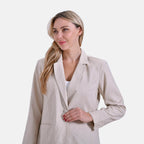 - Maisi Classic Linen Blend Long Sleeves Blazer with Notched Collar (Size L) - Beige