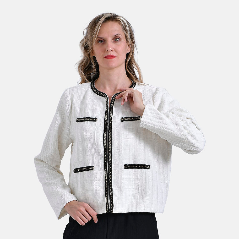 - Maisi Classic Tweed Blazer (Size M) - Off White